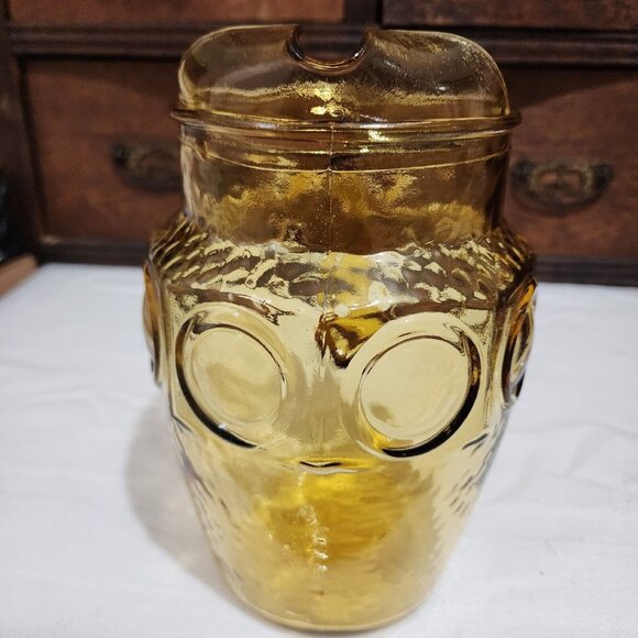 Anchor Hocking Heritage Hill Honey Gold Pitcher 2qt Ice Lip amber honeycomb 9" - Picture 4 of 9